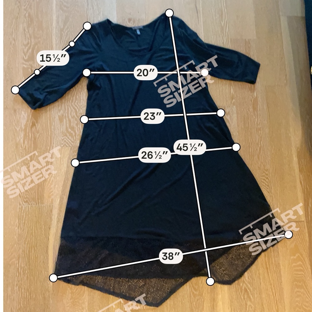 Eileen Fisher Black Women's Stretch Crewneck dress with lace trim - Picture 10 of 10